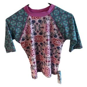 Platypus Kids Secret Garden UPF50+ Short Sleeve Rash Top Size 12 NWT